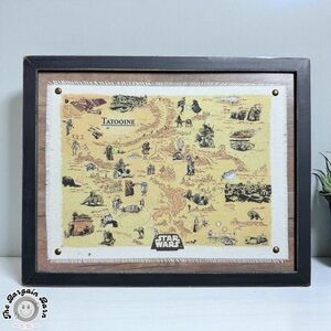 Star Wars Tatooine Framed Cloth Map 15x12 BoxLunch Retired Wall Art Decor *RARE*
